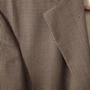 Stafford 48L sport coat in a brown and cream micro-check pattern, classic fit.